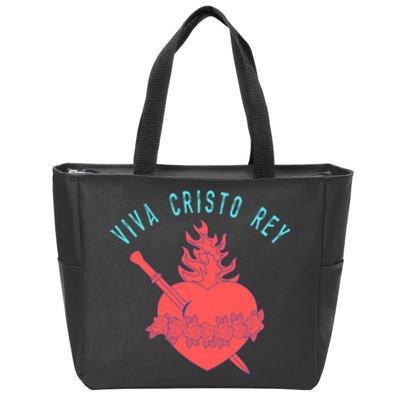 Roman Catholic Gift Viva Cristo Rey Zip Tote Bag