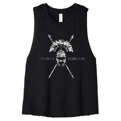 Roman Centurion  Gloria Exercitus Women's Racerback Cropped Tank