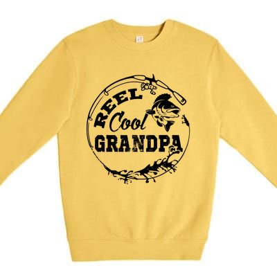 Reel Cool Grandpa Fishing Daddy Fathers Day Premium Crewneck Sweatshirt