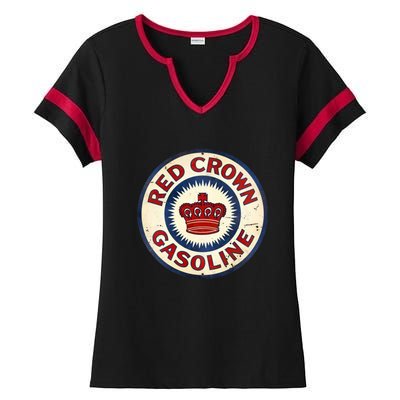 Red Crown Gas Vintage Sign Ladies Halftime Notch Neck Tee