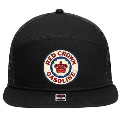 Red Crown Gas Vintage Sign 7 Panel Mesh Trucker Snapback Hat