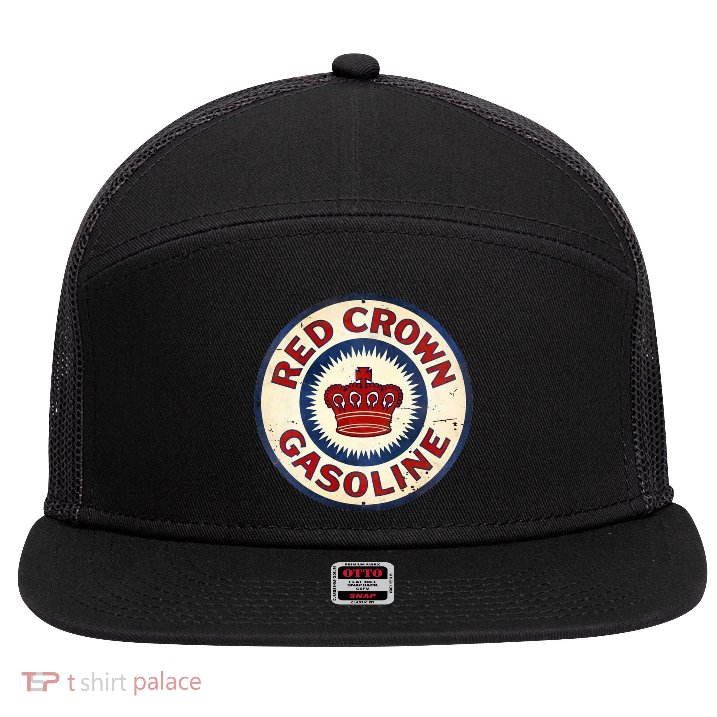 Red Crown Gas Vintage Sign 7 Panel Mesh Trucker Snapback Hat