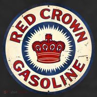 Red Crown Gas Vintage Sign 7 Panel Mesh Trucker Snapback Hat