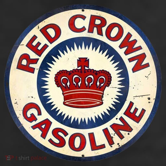 Red Crown Gas Vintage Sign 7 Panel Mesh Trucker Snapback Hat