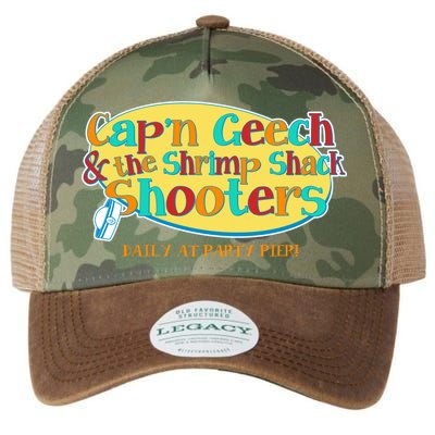 Retro Captain Geech And The Shrimp Shack Shooters Daily At Party Pier Legacy Tie Dye Trucker Hat