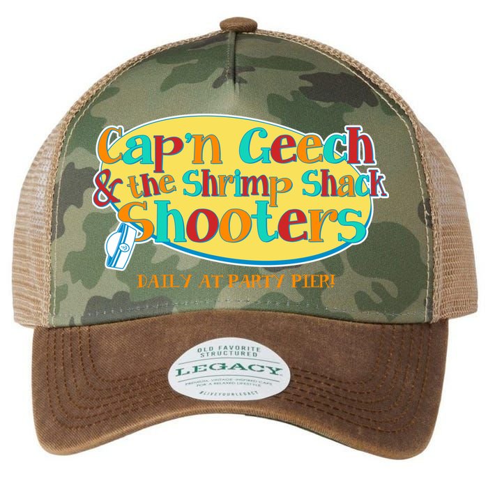 Retro Captain Geech And The Shrimp Shack Shooters Daily At Party Pier Legacy Tie Dye Trucker Hat