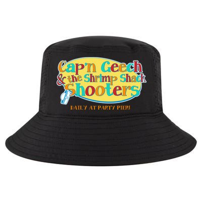 Retro Captain Geech And The Shrimp Shack Shooters Daily At Party Pier Cool Comfort Performance Bucket Hat