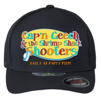 Retro Captain Geech And The Shrimp Shack Shooters Daily At Party Pier Flexfit Unipanel Trucker Cap