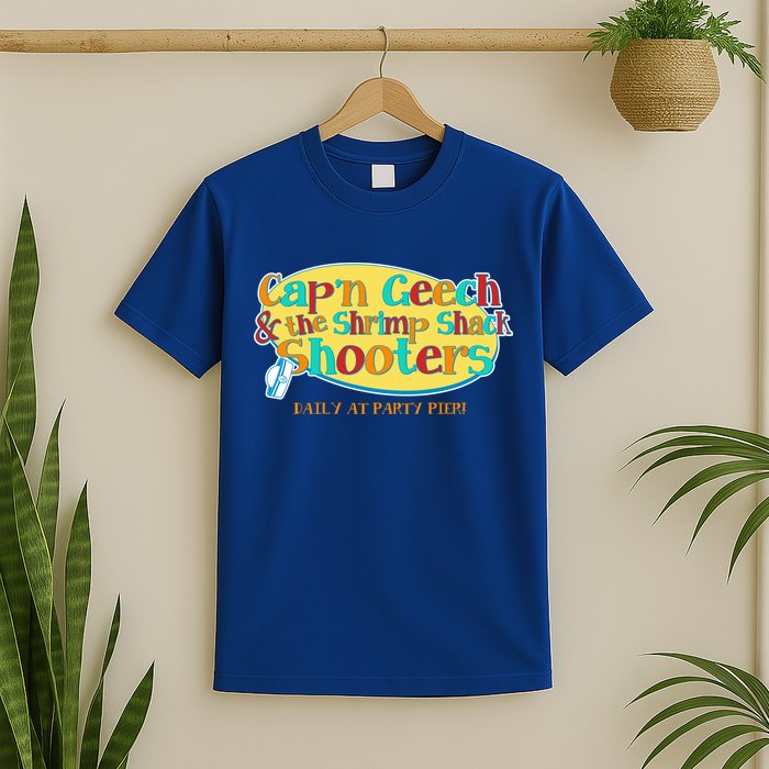 Retro Captain Geech And The Shrimp Shack Shooters Daily At Party Pier T-Shirt