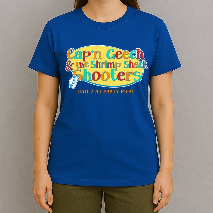 Retro Captain Geech And The Shrimp Shack Shooters Daily At Party Pier T-Shirt