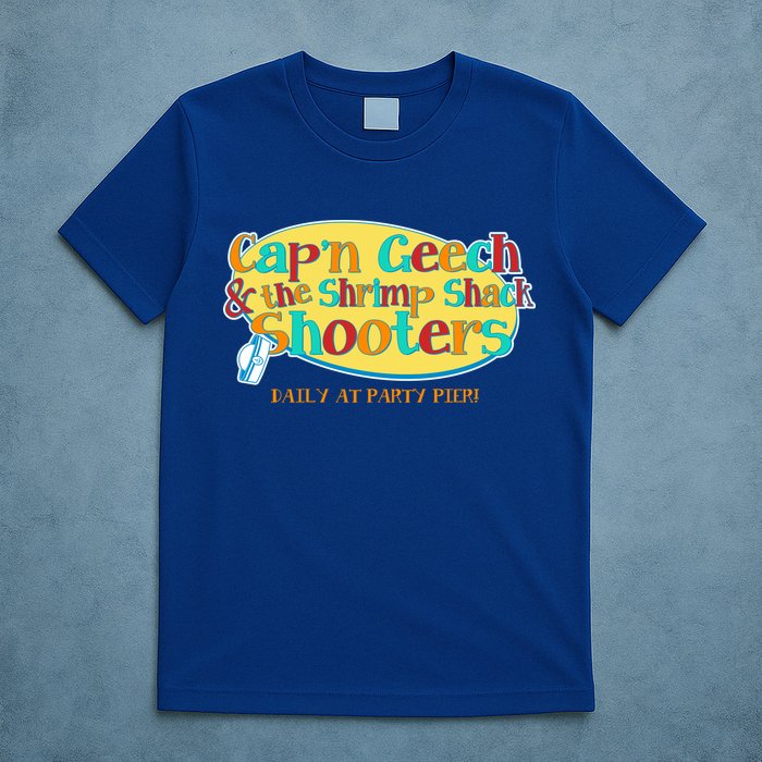 Retro Captain Geech And The Shrimp Shack Shooters Daily At Party Pier T-Shirt