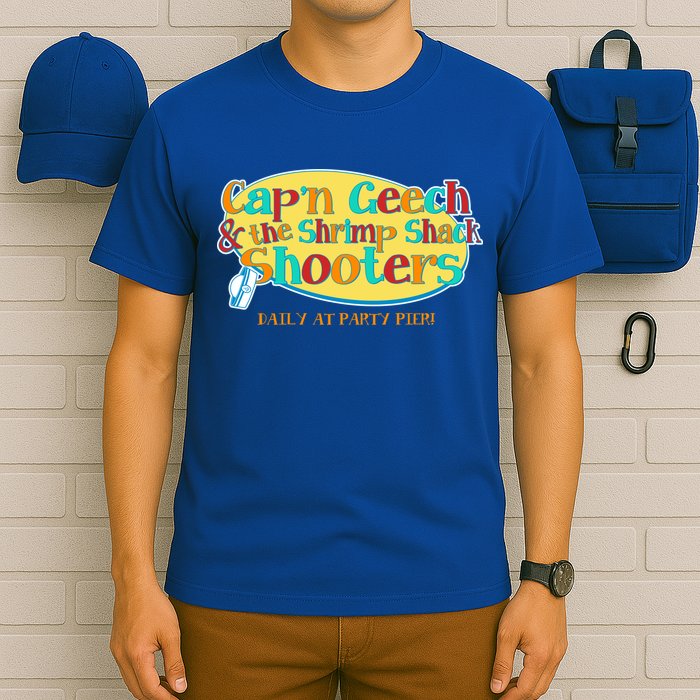 Retro Captain Geech And The Shrimp Shack Shooters Daily At Party Pier T-Shirt