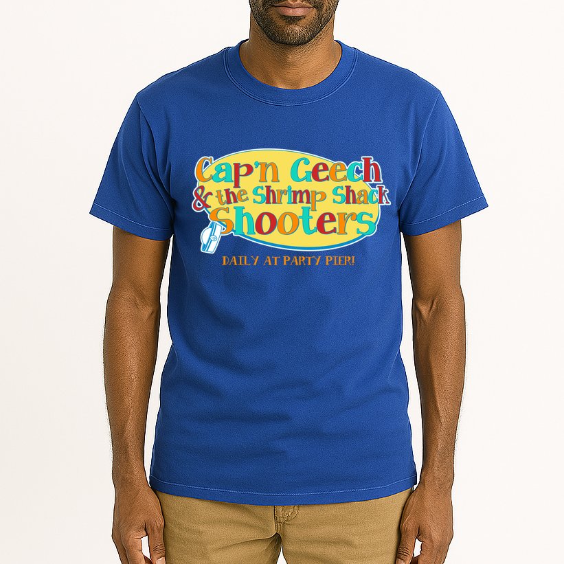Retro Captain Geech And The Shrimp Shack Shooters Daily At Party Pier Tall T-Shirt