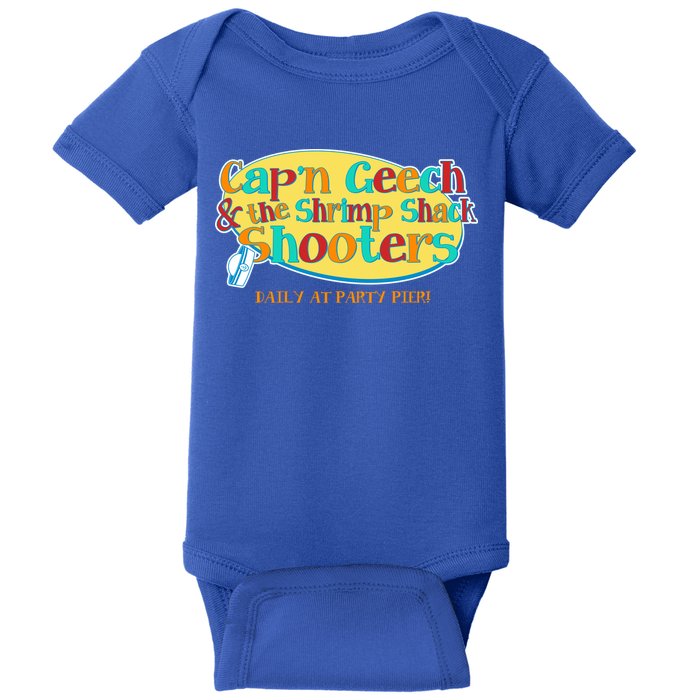 Retro Captain Geech And The Shrimp Shack Shooters Daily At Party Pier Baby Bodysuit