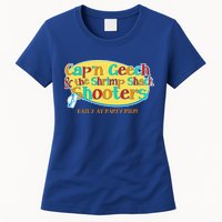 Retro Captain Geech And The Shrimp Shack Shooters Daily At Party Pier Womens T-Shirt