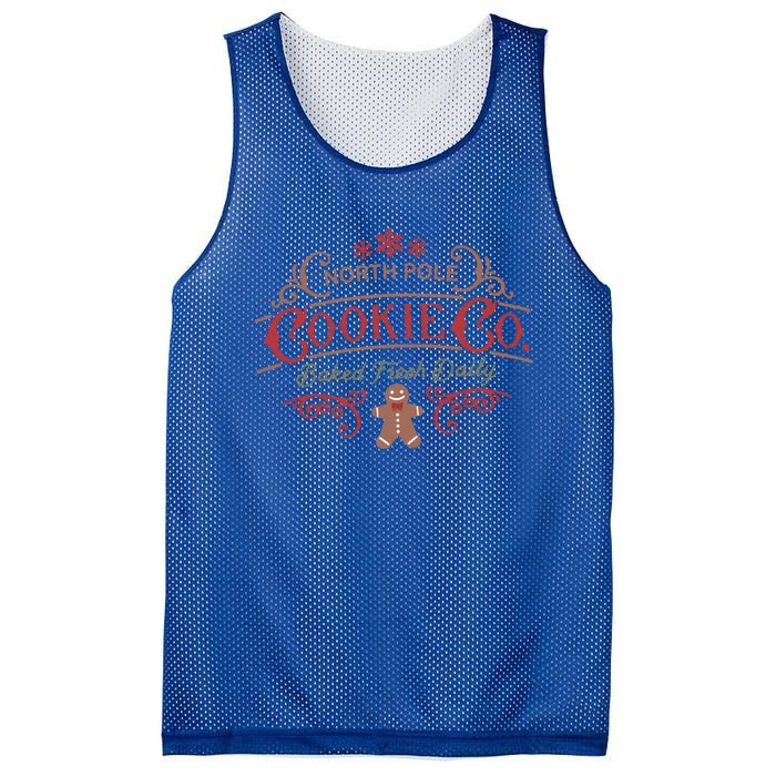 Retro Christmas Gingerbread Bakery North Pole Cookie Cool Gift Mesh Reversible Basketball Jersey Tank