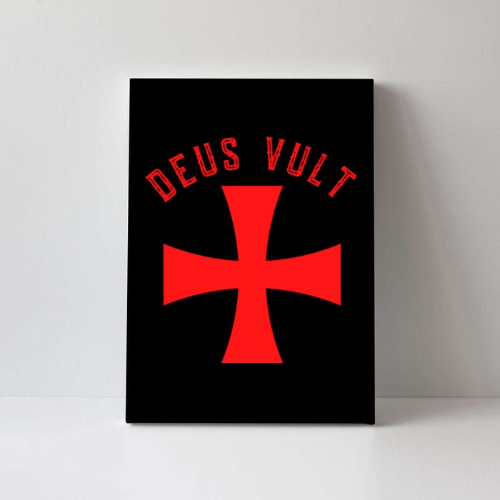 Roman Catholic Gift Deus Vult Crusader Cross Canvas