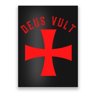 Roman Catholic Gift Deus Vult Crusader Cross Poster