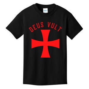 Roman Catholic Gift Deus Vult Crusader Cross Kids T-Shirt