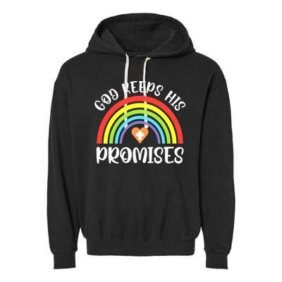 Rainbow Christian God Keeps His Promises Bible Noah Garment-Dyed Fleece Hoodie