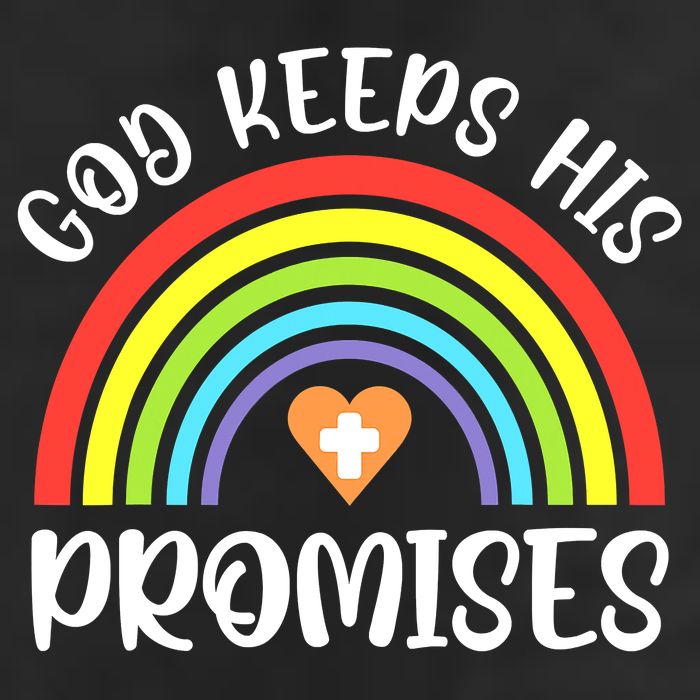 Rainbow Christian God Keeps His Promises Bible Noah 7 Panel Mesh Trucker Snapback Hat