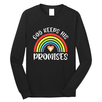 Rainbow Christian God Keeps His Promises Bible Noah Long Sleeve Shirt