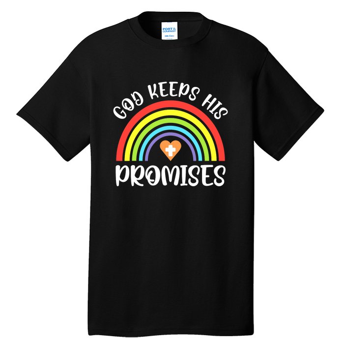 Rainbow Christian God Keeps His Promises Bible Noah Tall T-Shirt