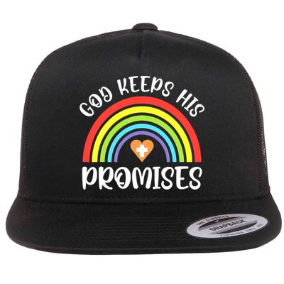 Rainbow Christian God Keeps His Promises Bible Noah Flatbill Hat