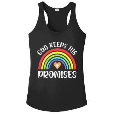 Rainbow Christian God Keeps His Promises Bible Noah Ladies PosiCharge Competitor Racerback Tank