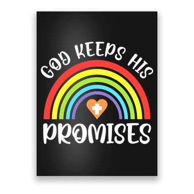 Rainbow Christian God Keeps His Promises Bible Noah Poster