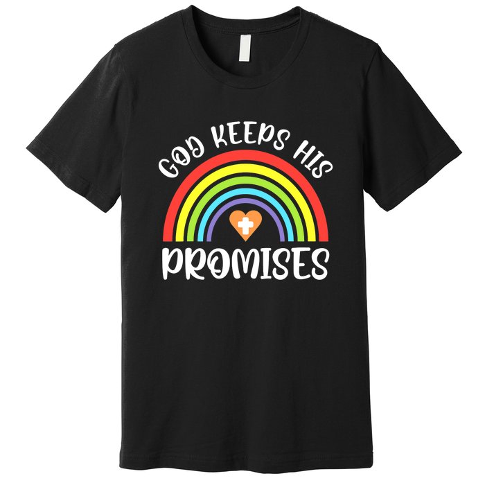 Rainbow Christian God Keeps His Promises Bible Noah Premium T-Shirt