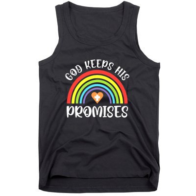 Rainbow Christian God Keeps His Promises Bible Noah Tank Top