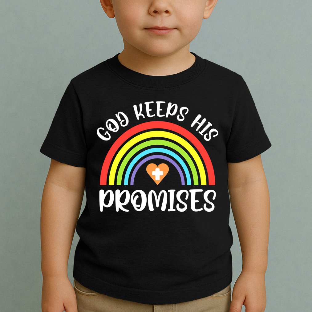 Rainbow Christian God Keeps His Promises Bible Noah Toddler T-Shirt