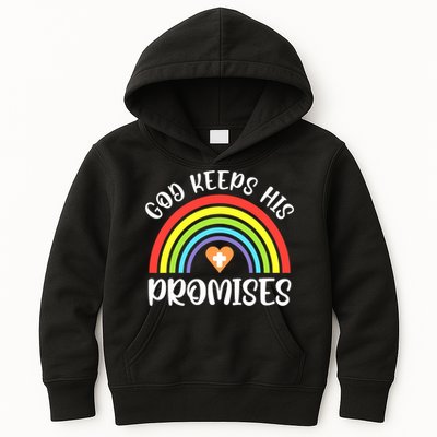 Rainbow Christian God Keeps His Promises Bible Noah Kids Hoodie