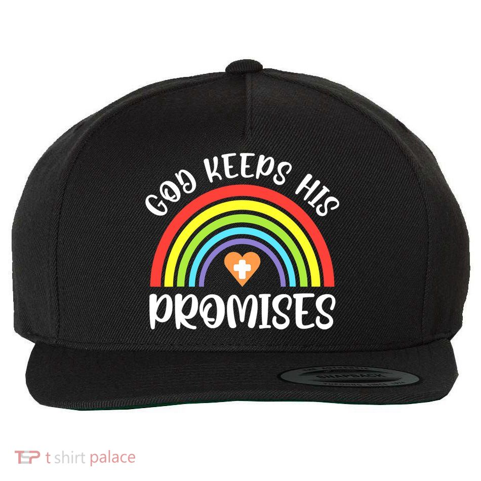 Rainbow Christian God Keeps His Promises Bible Noah Wool Snapback Cap