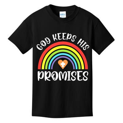 Rainbow Christian God Keeps His Promises Bible Noah Kids T-Shirt