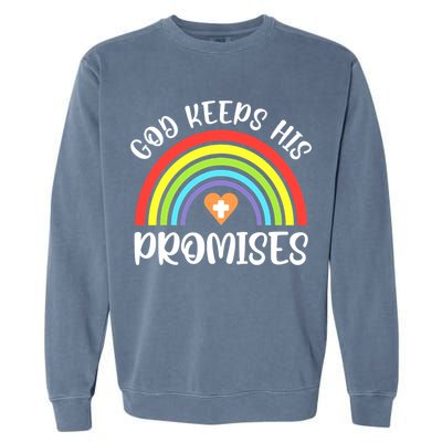 Rainbow Christian God Keeps His Promises Bible Noah Garment-Dyed Sweatshirt