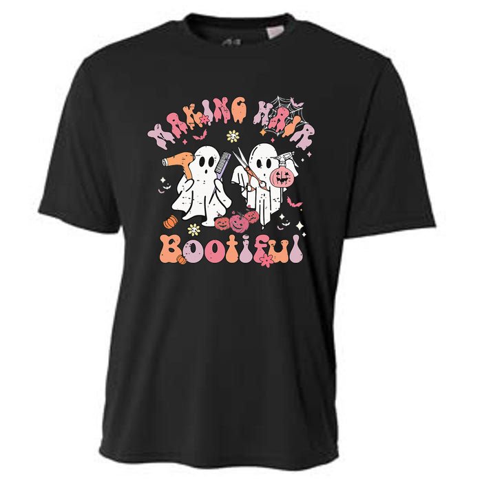 Retro Cute Ghost Halloween Hair Stylist Making Hair Bootiful Cooling Performance Crew T-Shirt