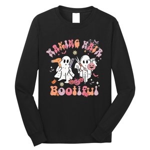 Retro Cute Ghost Halloween Hair Stylist Making Hair Bootiful Long Sleeve Shirt