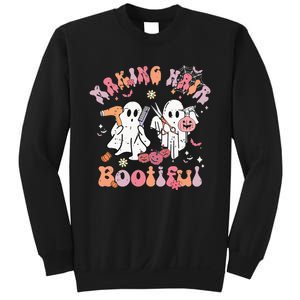 Retro Cute Ghost Halloween Hair Stylist Making Hair Bootiful Sweatshirt