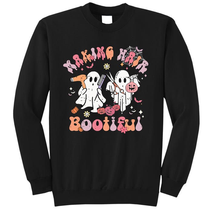 Retro Cute Ghost Halloween Hair Stylist Making Hair Bootiful Sweatshirt