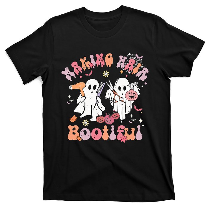 Retro Cute Ghost Halloween Hair Stylist Making Hair Bootiful T-Shirt