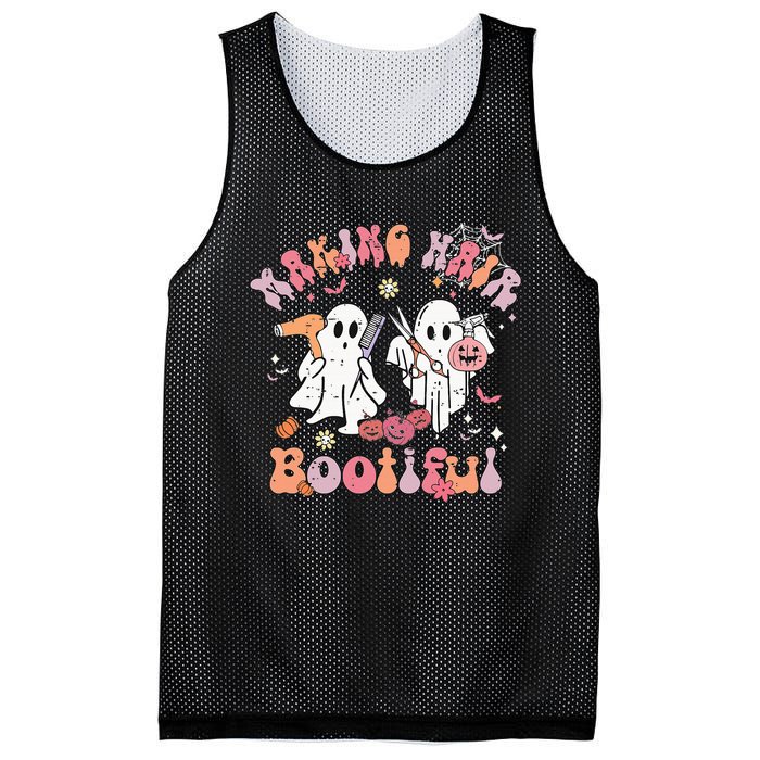 Retro Cute Ghost Halloween Hair Stylist Making Hair Bootiful Mesh Reversible Basketball Jersey Tank