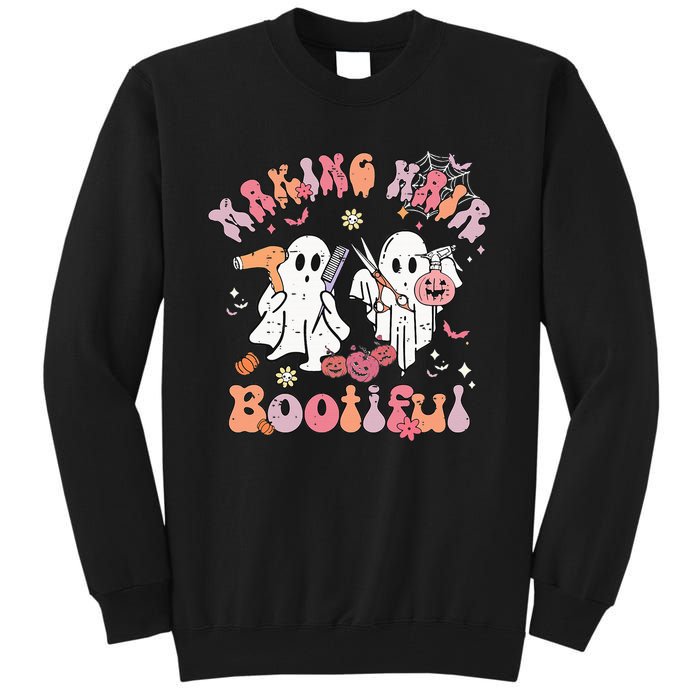 Retro Cute Ghost Halloween Hair Stylist Making Hair Bootiful Tall Sweatshirt