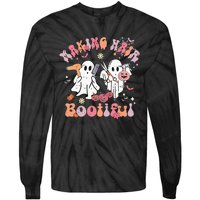 Retro Cute Ghost Halloween Hair Stylist Making Hair Bootiful Tie-Dye Long Sleeve Shirt