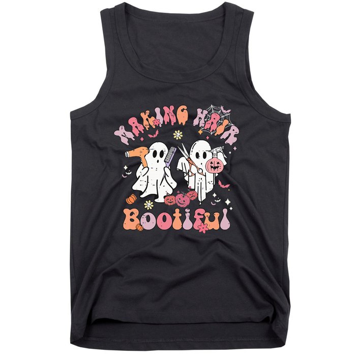 Retro Cute Ghost Halloween Hair Stylist Making Hair Bootiful Tank Top