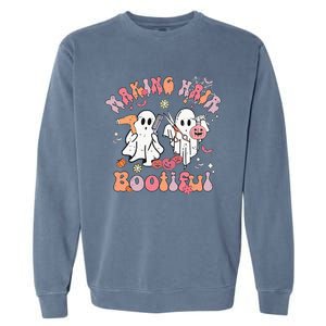 Retro Cute Ghost Halloween Hair Stylist Making Hair Bootiful Garment-Dyed Sweatshirt