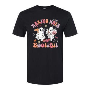 Retro Cute Ghost Halloween Hair Stylist Making Hair Bootiful Softstyle CVC T-Shirt