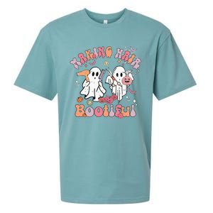 Retro Cute Ghost Halloween Hair Stylist Making Hair Bootiful Sueded Cloud Jersey T-Shirt