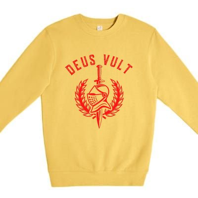 Roman Catholic Gift Deus Vult Crusader Premium Crewneck Sweatshirt